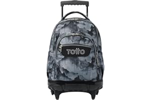 TOTTO - Mochila Escolar con Ruedas, Modelo Renglones, Capacidad 26,21 Litros, Bolsillo para PC 14", Bolsillo Botella, Correas en S para Mayor Comodidad, Resistente, Estampado Digital Hill