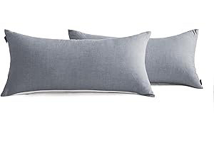 ‎MILDLY MILDLY Kissenbezug 40x80 Baumwolle Dunkelgrau, Kissenbezüge 2 Teilig mit Reißverschluss, Ähnliche Textur wie Stone Washed Leinen, ÖkoTex Zertifiziert, Weich und Bequem
