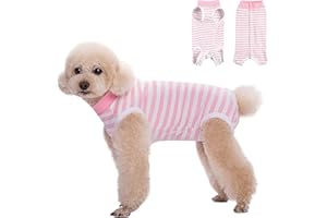 FEimaX Dog Surgery Recovery Suit, Dog Recovery Suit after Surgery for Female Male Dog, Cone E-Collar Alternative, Pet Surgical Suit Puppy Onesie Bodysuit for Small Medium Dog Cat (Pink, M)