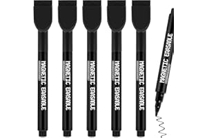 VOTON Whiteboard Marker, 5 Stück Schwarz Magnetische Whiteboard Stifte und Radiergummi Set Fine Tip Folienstift Abwischbare Marker und Dry Wipe Markers für Büro,Zuhause usw, Schule