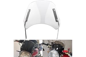 KICRY Motorcycle Headlight Windshield Small Universal Wind Deflector Fairing Windscreen Front Flyscreen Fit 5"-7" Headlight Compatible with Harley Suzuki Honda Triumph Cruiser Cafe Racer (Clear)