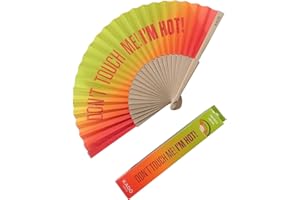TPZORJX eventail，eventail geant，Grand éventail Pliable “I’m Hot”. Éventail Original avec Grand Message Éventail Pliable en Bambou，hand held fan，éventail tissu，éventail pliant