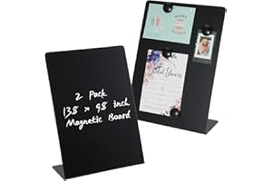 Rainmae 2 Pack Magnet Board,35x25x10cm Magnetic Bulletin Board for Tabletops,Black Metal Magnetic Bulletin Board,Magnet Display Stand for Tabletops Home,School, Kitchen,Office