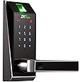 ZKTeco Smart Digital Door Lock with Fingerprint, Mobile App, Bluetooth, Electronic Keypad Access, Color- Black - AL20B