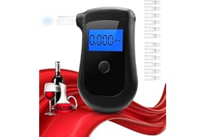 Lorrtta Éthylotest Électronique Précis avec 12 Embouts, Alcootest Numérique LCD Bleu, Testeur d'alcool Homologué, Kit de Test d'alcool pour Maison, Voyage, Voiture, Fête - Précision Professionnelle