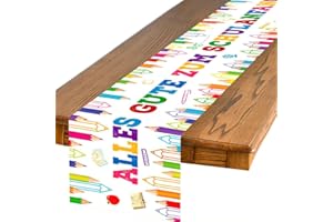 KILLIAN'S STORE Tischläufer für Einschulung Schulanfang Tischdeko Schuleinführung Deko Tischband Schulstart Party Dekoration Mädchen Junge 180 x 35cm (Weiß)
