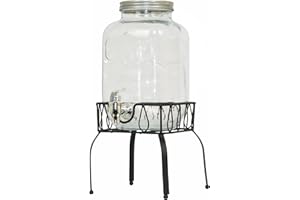 Rammento Vintage Glass Drinks Dispenser with Stand - 4L Thirst Quencher Dispenser Glass Still or Fizzy Drink Dispenser with Tap & Stand for Parties and Events