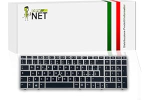 New Net Keyboards - Tastiera Italiana Compatibile con Notebook HP Elitebook 8570p 8760p 8560P Probook 6560B 6565B 6570B 8560P con Trackpoint Frame Silver