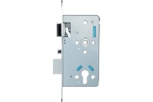 FELGNER Panik Einsteckschloss | Panikfunktion "E" | für Drücker Innen und Knopf Außen - für Heizungsräume, Tiefgaragen, Hauseingangstüren uvm. | inklusive Gegenplatte | Dornmaß 55mm | rechts