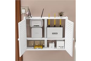 WiFi Förvaringsbox Väggmonterad WiFi-router Set Top Skåp Persienner Dekoration Flytande Hyllor Power Strip Och Kabelhantering