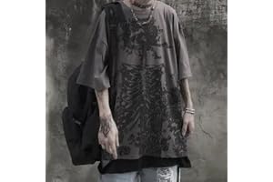 LNSIN Gotisk Harajuku dödskalle T-shirt koreanskt mode överdimensionerad kortärmad t-shirt skjorta köpcentrum gotiska toppar