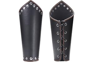 GORGECRAFT 2PCS Cuir Gauntlet Bracelet Médiéval Armure Brassards Viking Poignet Bande Gardes Bras Garde Tir à l'arc Boucle Brassards Unisexe Cuir Poignets Brassard Bijoux Costume Kit (Noir)