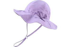 Pesaat Chapeau Bébé Fille Nœud Large Bord Chapeau de Soleil Protection Solaire Bob pour Enfant Fille 0 Mois à 8 Ans