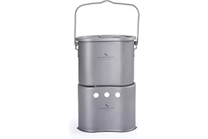 Boundless Voyage Titanio al aire libre plegable Mini tamaño estufa de leña con olla de camping 2 en 1 Cantina taza horno ultraligero quemador Ti1513B
