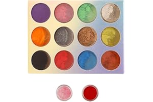 Nurila 12 Farbe für Gießpulver Set, Farbpigmente für Gießpulver, Mica Powder, Epoxidharz Farbe für Diy Kunstharz Gießharz, Kerze, Schmuckherstellung, Kosmetischer, Schleim, Badebombe, Nagellack, Seife