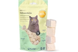 RumbleBox Friandises lyophilisées pour Chats – Morceaux de Blanc de Poulet 100%, Mono-protéine (1 ingrédient Naturel), sans céréales ni Sucre, appétissantes pour Chats sensibles - 50 g