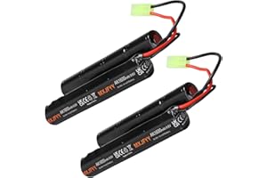 MXJFYY Lot de 2 Batteries Airsoft NiMH 9,6 V 1600 mAh, Batterie Papillon Rechargeable 8 S Nunchuck pour Airsoft