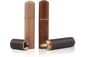 PRETWAD 3 Stück tragbarer Zahnstocherhalter aus Holz,kleines Zahnstocheretui aus Holz zur Aufbewahrung von Zahnstochernadeln, schöner Zahnstocherspender aus im Taschenformat für kleine Gegenstände,Nadeln