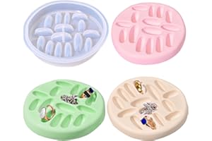 Kunyeah Ring Holder Resin Mold Tray Silicone Molds Jewelry Storage Resin Trinket Mold Round Heart Shape Plate Mould Earring Organizer Casting Mold DIY Art Crafts Making Supplies Home Decor (Round)