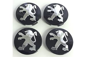 zhengyangjiujiu Juego de 4 tapacubos para Peugeot de 60 mm, color negro y cromado (60 mm)
