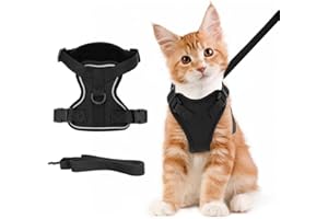 VYZUTR Pettorina Regolabile per Gatti e Cuccioli, Guinzaglio per Auto, Imbracatura per Cani Piccoli, Maglia Traspirante (XS, Nero)