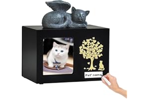 WOODURN Custom Pet Keepsake Urns for Cats Wooden Box for Pet Ashes with Photo for Your Beloved Pets, Pet Cremation Urns as Sympathy Gifts for Pet