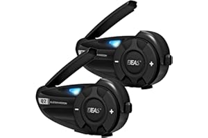 EJEAS Q2 Interfono Moto Bluetooth Coppia, Casco Moto Cuffie Bluetooth 5.1 con Riduzione del Rumore FM e CVC per 2 Persone Interfono Full Duplex (2 Confezione)