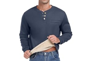 Sailwind Mens Henley T Shirts Thick Sweatshirts for Men Thermal Tops Warm Crew Neck Mens Long Sleeve T Shirt Autumn Winter Mens Tops