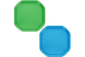 JMS we create smile(Set of 2) Small Colour Plastic Mixing Tray Sand Water Play Builder Equipment Pool Pit Beach Tuff Tray for Toddlers Messy Play Tray - Made in UK 70x70 CM (LIME GREEN + SKY BLUE)