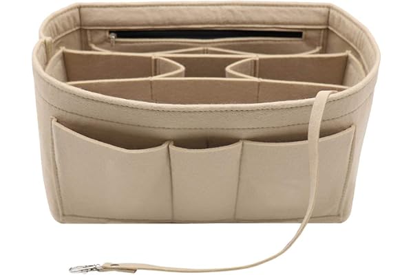 LEXSION filthandväska/skötväska/organisatör med innerficka med dragkedja för Neverfull Speedy, beige, stor
