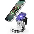 3 in 1 Wireless Fast Charging Station, Mini 15W Fast Charging Station 3 in 1 Foldable Charger for iPhone 14/13/12/11 Pro Max/Mini, Magnetic Charging Stand for iWatch Ultra/8/7/6/SE/5/4, AirPods
