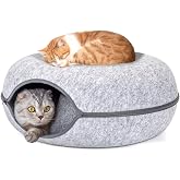 Nobleza Felt Cat Tunnel, Removable Cat Bed with Zip, Indoor Cat House, Suitable for Medium and Large Cats up to 13 kg, 60 &times; 6