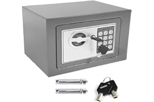 HSHA 4.6L Security Box Electronic Digital Steel Safe Home Office Money Cash Safety Box With 2 Keys, Idea For Money Document Jewelry Passport, 23 X 17 X 17 CM, Grey
