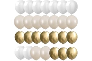 Ballons Blanc Or, 60 Pièces Ballon Or et Blanc Ballons Mariage Ballons Latex Beige Or Pour Mariage Anniversaire Baby Shower Boho Décorations De Fête
