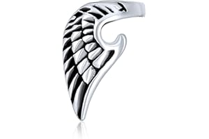 BLING JEWELRY Trendy Unisex Pink Purple Black Guardian Angel Wing Feather Ear Cuff Earring With Cartilage Helix Warp Chain and Crystal Stud in Stainless Steel