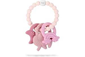 Precious Snuggle™ | Precious Teether 2025 | Teether Teething Toy, Baby Essentials, Neutral Pastel Colours Suitable for Baby Girls (Pink)