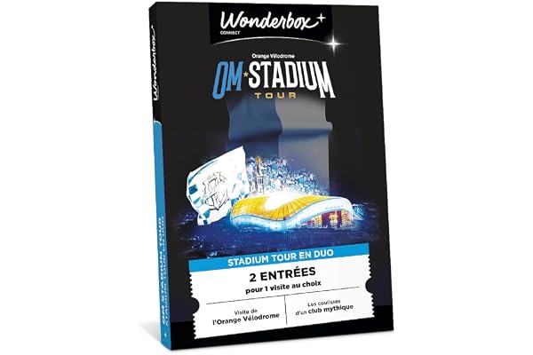 Wonderbox Connect - Coffret Cadeau - OM Stadium Tour Duo - 2 entrées pour 1 Stadium Tour - Visite de l'Orange Vélodrome - Les coulisses d'un club mythique - Validité 27 mois