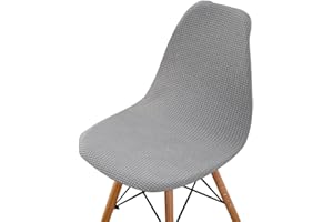 Highdi Lot de 1/2/4/6 Housse de Chaise Scandinaves Jacquard, Housse Chaise de Salle à Manger Couleur Unie, Couverture de Chaise sans Accoudoirs pour Cuisine, Salon, Bureau (Gris Clair,6 Pieces)