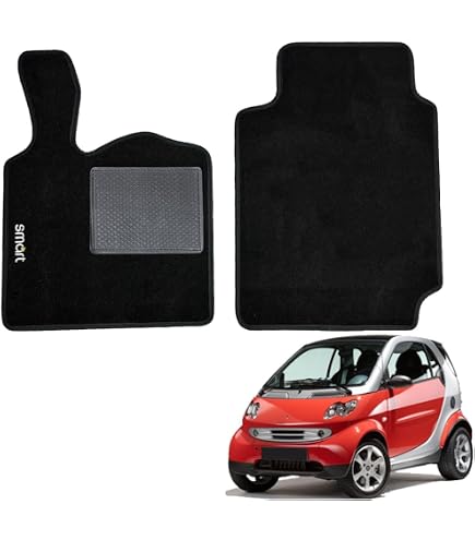 QUEMAR Tappetini Auto compatibili con Smart Fortwo W450 1998-2007 / Kit Tappeti in Moquette e Gomma su Misura (Set 2 Anteriori) / Ricami e Colori Personalizzati (2 Ricami, Bordo Antracite