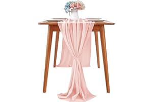 Waylipun Chiffon Table Runner, Chiffon Table Runner for Party Wedding Banquets Decor, Modern Style Sheer Table Runner for Wedding, Birthday, Bridal & Baby Shower, Christmas (Pink), 70 x 300 cm