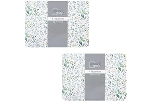 YöL Set of 8 Eucalyptus Placemats Dinner Plate Bowl Table Protection Cork Backing Surface Protectors Non-Slip Worktop Saver