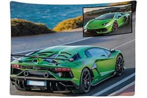Ulticool - Bugatti Auto - Tapis mural - 200x150 cm - Grande tapisserie - Affiche - Tissu - Accessoires pour Chambre Salon Chambre Enfant - Vert