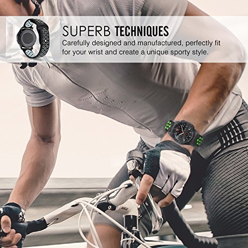 Para Gear S3 Correa Silicona  iBazal Gear S3 Frontier   Classic Watch Correa 22mm Banda de Silicona Suave para Samsung Gear S3 Frontier Classic SM-R760  Samsung Galaxy Watch 46mm  Moto 360 2nd Gen 46mm  Huawei Watch 2 Classic - Negro Verde