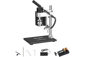 TICFOX Mini perceuse à 7 vitesses, 300W Perceuse à colonne réglable Course de perçage 50 mm Mandrin 0,6-6 mm Régulation de la vitesse de rotation Perceuse à colonne pour le bois, le métal, le modélisme