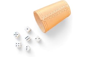 DELALO Würfelbecher Leder mit Würfeln - Echtleder - Leise & Hochwertig, 9 cm x 7 cm