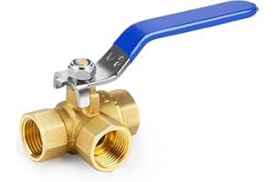 Profiwoab 3 wege ventil,Drei-Wege-T-Typ Innengewinde Rohr Kugelhahn,kugelhahn 1/2 zoll für Wasser, Öl- und Luftleitungen DN15 1/2'' aus Messing,Hebelgriff