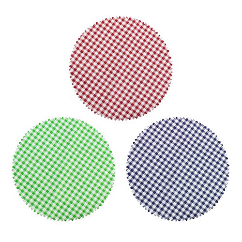 COM-FOUR® 18x Stoffhauben für Einmachgläser, in verschiedenen Farben, Ø 14,5cm (Hauben) - 3