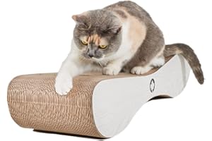 CanadianCat Company | XXL Kratzpappe Lounge | weißgraue Holzoptik | Kratzmöbel, Kratzbrett | Katzen Pappe +Katzenminze | 76 x 24 x 15 cm