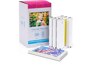 Rechange Canon Selphy CP1300 Cartouche et Papier, Compatible KP-108IN 3115B001(AA) pour Canon Selphy CP CP1500 CP1200 CP1000 CP910, 3 Cartouche Imprimante et 108 Feuilles Papier Photo (100x148mm)