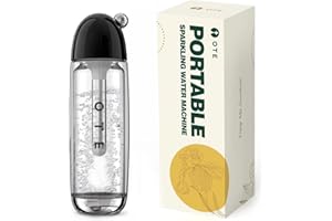 OTE Machine à eau pétillante portable, Double couche PET portable Soda Streaming Machine Safe 450 ml Personal PET Seltzer Stream Carbonator Pas d'électricité Sans BPA-Black (No Co2 Cartridges)